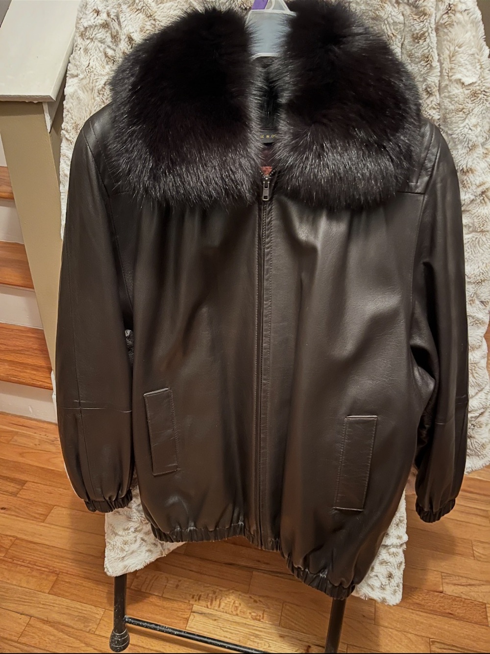 Beautiful Brown Leather Jacket with Fur Collar